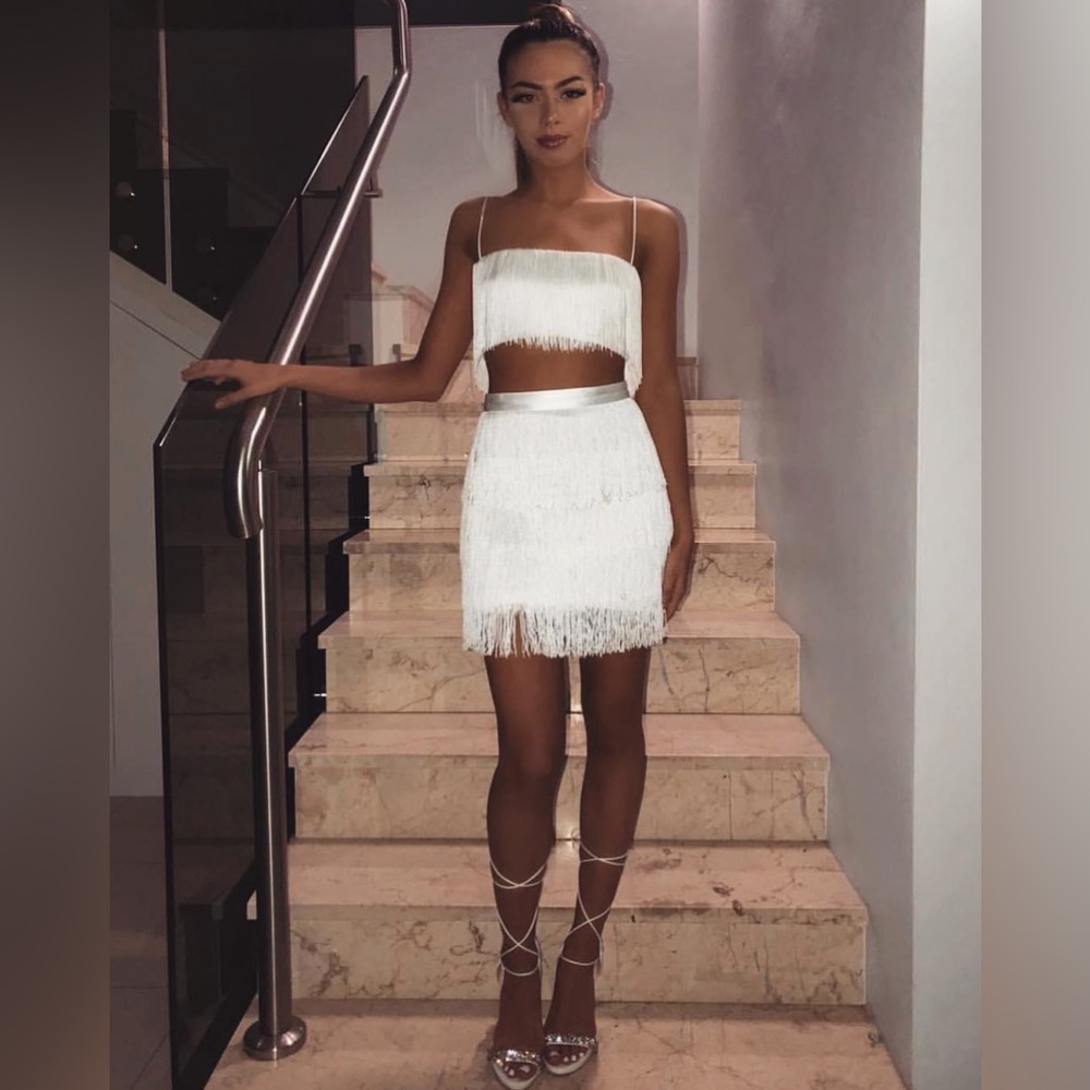 Meshki Sofia Fringe Set White (brand new with tags and original packaging)